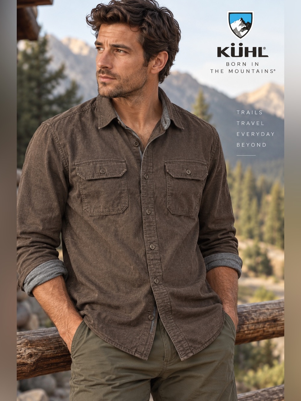 KÜHL Men's Brown Cotton Utility Shirt
